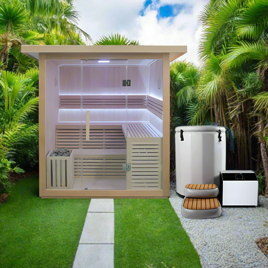 Revive 6 Person Traditional Sauna & Inflatable Barrel Plunge