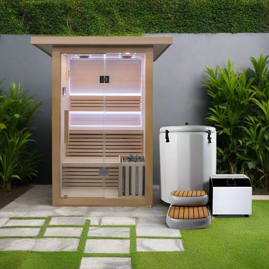 Revive 3-Person Traditional Sauna & Inflatable Barrel Plunge